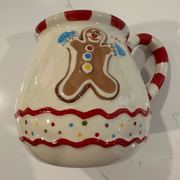 Heather Goldmine Blue Sky 2011  Mr Mittens Gingerbread Christmas Mug red/white - Picture 3 of 7
